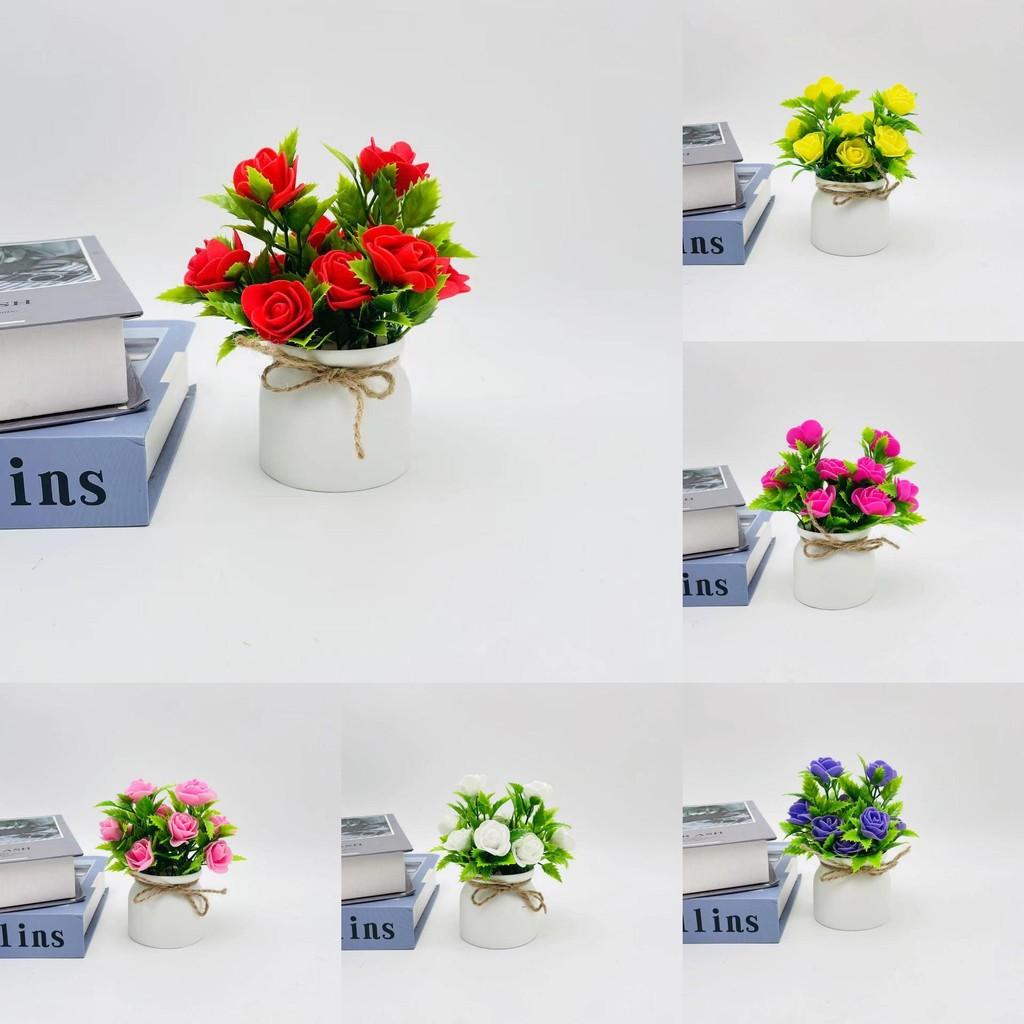 Foam Rose Artificial Potted Plant With Butterfly Accent For Indoor Decoration And Photography Use