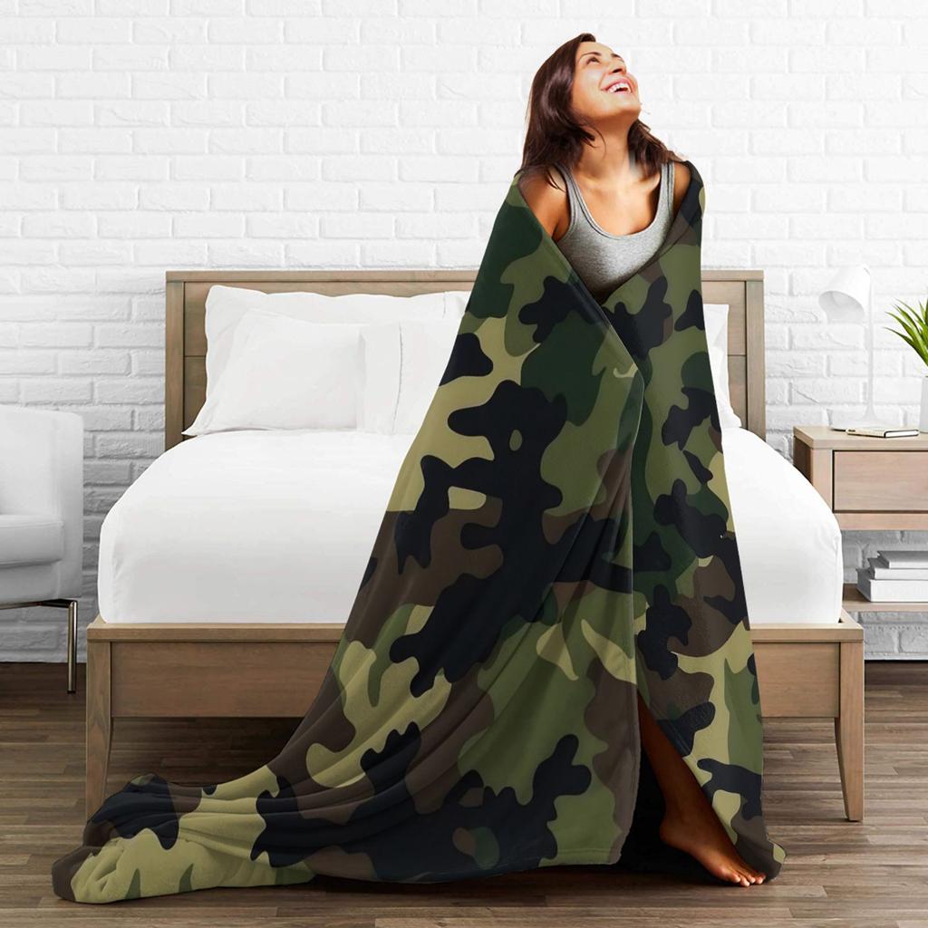 Green And Brown Camo Plush Blanket Girls Boys Flannel Bedding Throws For Living Room Super Warm Custom Quality Bedspread