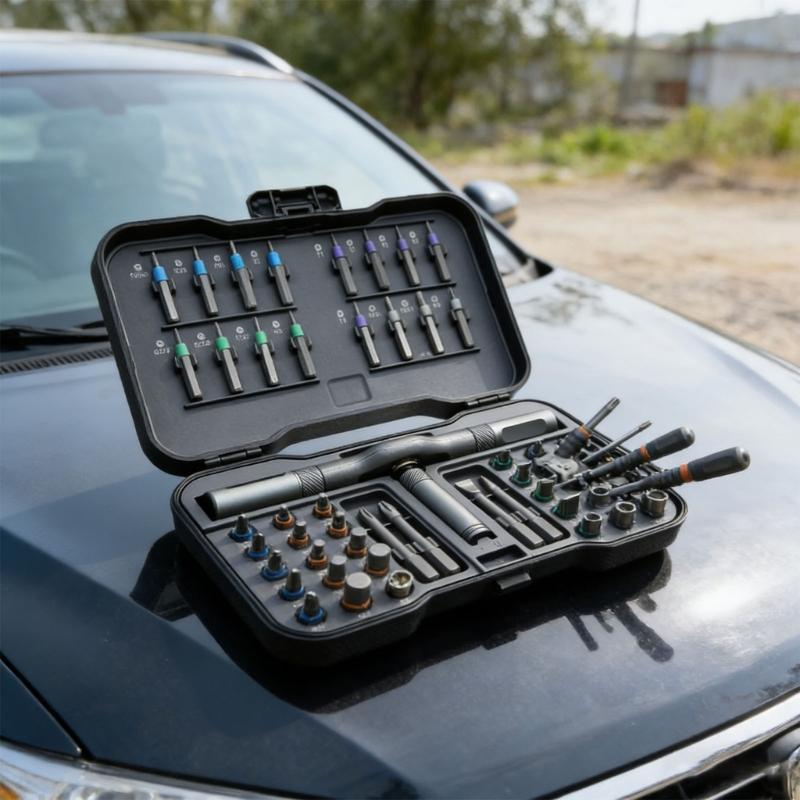 Compacts ratchets Tool Kit Featuring 50 Magnetic And Bidirectional ratchets System For Efficient Screw Driving In Tight