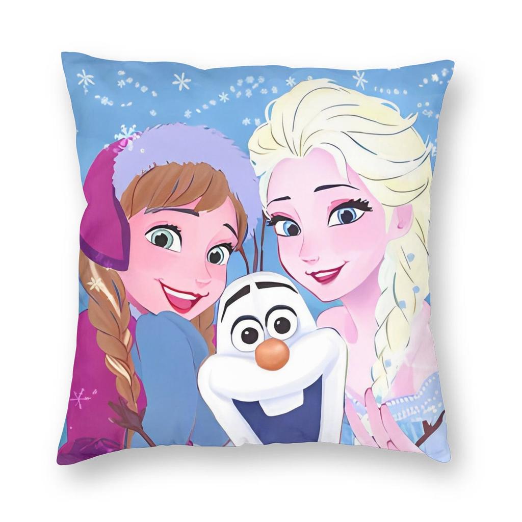 Frozen Princess Elsa  Pillowcase Printed Fabric Cushion Cover Gift Snow Queen Throw Pillow Case Cover Bed Square 18''