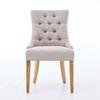 Dining Room Fabric Armchair with KD Legs and Decorative Rivets - Assemblable Upholstered Chair, Modern Design, 2-Piece Set