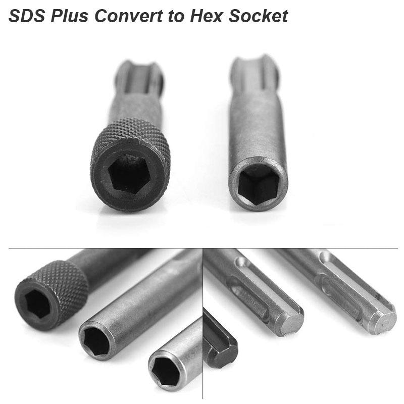 Electric Hammer Adapter Power Drill Screwdriver Converter SDS Plus Convert to 1/4 Hex Shank Magnetic Socket Nut Impact Driver