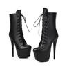 British Lace-Up Short Knight Boots Water Platform Super High Heel Nightclub Boots Catwalk Boots 40-46 Large Size Boots