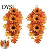 Decorative Sunflower Berries Garland Fall Maple Leaf And Teardrop Swag for Farmhouse Front Door Decor, 50x37cm Realistic Foliage Wreath Artificial