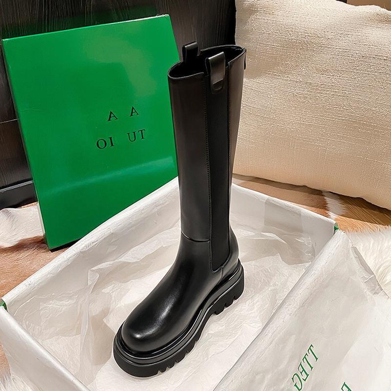 Double Tube Circumference Knight Boots Plus Large Tube Circumference Tall Tube Thick Leg Boots Martin Boots Fat Mm Cigarette Boots Large Size Women's