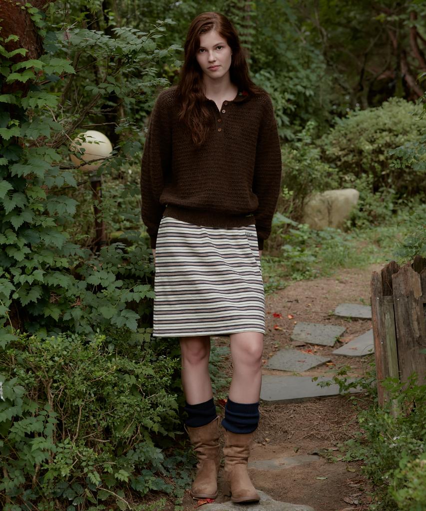 Seutyudioaenpaleukeu Multi Stripe Jersey Skirt_Navy