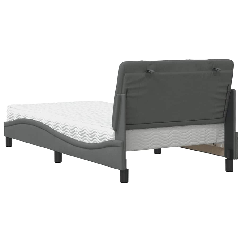 Bed With Mattress, Dark Gray, 100X200 Cm, Upholstered