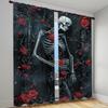 Skull and Red Rose Semi-Blackout Curtain Panels Contemporary Gothic Style 2-Piece 100% Polyester Drapes for Bedroom Window