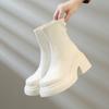 Fashion 2025 New Thick Bottom Ankle Boots for Women Spring Autumn Fashion Women's Shoes Chunky High Heels Round Head Short Boots