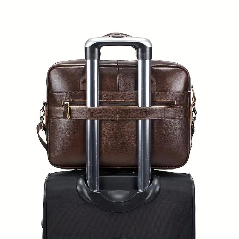 LAOSHIZI Men's Briefcase Male  Genuine Leather Messenger Bag Documents Bag Crossbody Bag