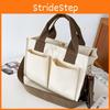 Stylish Tote Canvas Bag For Women In Cream Color With Multi Pocket Design For Everyday Use