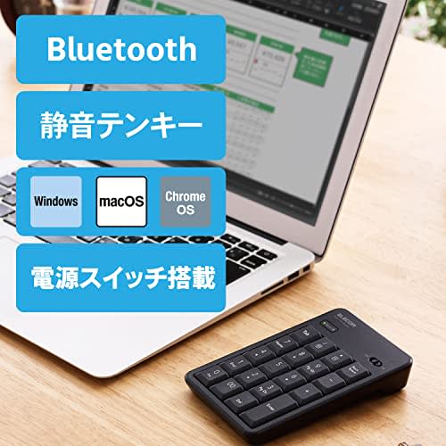 Elecom Numeric Keypad Bluetooth Quiet Design Antibacterial Compatible with Windows/Chrome OS/macOS Black TK-TBM023SKBK