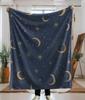 Himmlische Decke Baumwolle Sternennacht Überwurf mit Mond- und Sternenmuster Blau Gold Wandteppich Decke Gemütliche Wohnkultur Geschenk Weihnachten