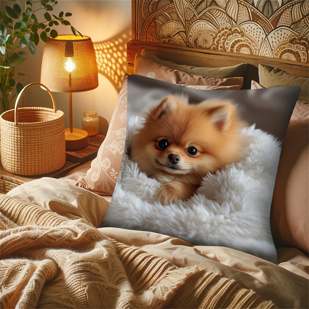 Pomeranian Print Sierkussenhoes 100% Polyester Kussensloop Ritssluiting Slaapkamer, Woonkamer Bank Kussenhoes