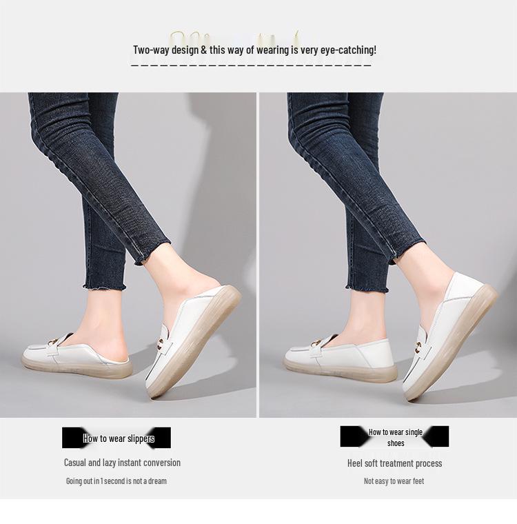 Damen Loafer im koreanischen Stil aus weichem Leder mit Metallschnalle - Herbst/Winter Lässige vielseitige Schuhe