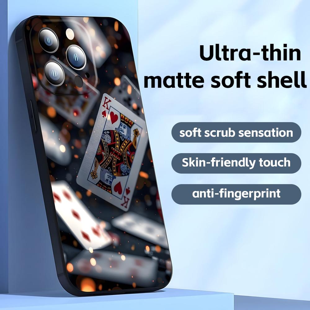 Poker Phone Case For iPhone17 16 16e 15 14 13 12 11 Plus Mini Pro Max Soft Black Shockproof Cover