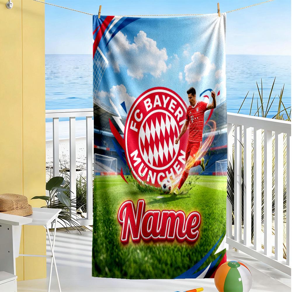 Bayern Munich Fan Gear Customize Text Beach Towel Soft Durable Quick-Dry Portable for SwimmingBeachCamping Travel Beach AccessoriesGym