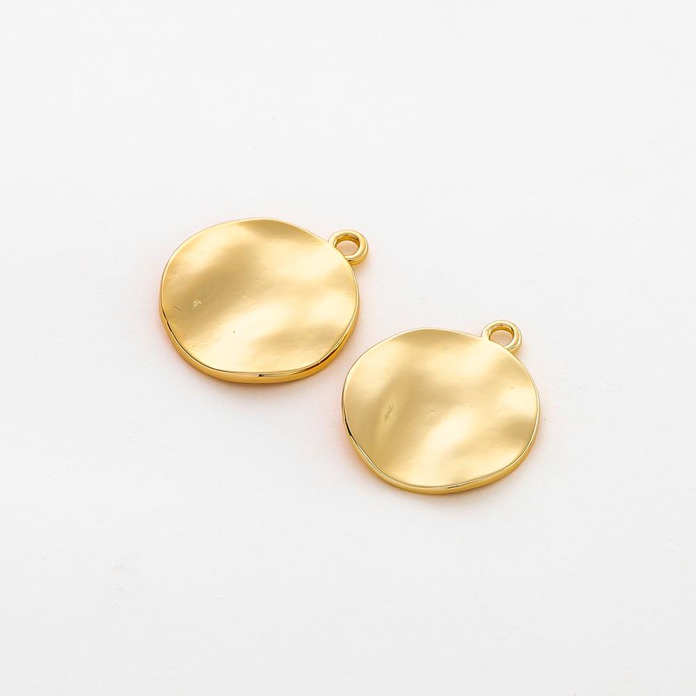 5pcs/Lot 14K 18K Gold Color Plated Wave Pattern Round Pendants With Hole Charm Bracelets Pendants For DIY Jewelry Makings