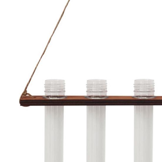 Wall Propagation Station Hanging Wooden Stand with 4 Test Tubes Flower Vase Wall Planter for Home Office Hydroponic Cuttings
