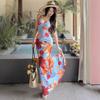 Island Vacation Style Print Suspender Dress Women's 2026 New Dopamine Wear Sexy Halter Hip Skirt