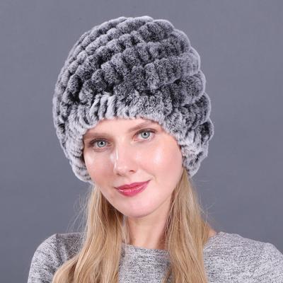 Winter Women's Fur Hat Rex Rabbit Hair Knitted Hat Thickened Warm Fashion Winter Hat