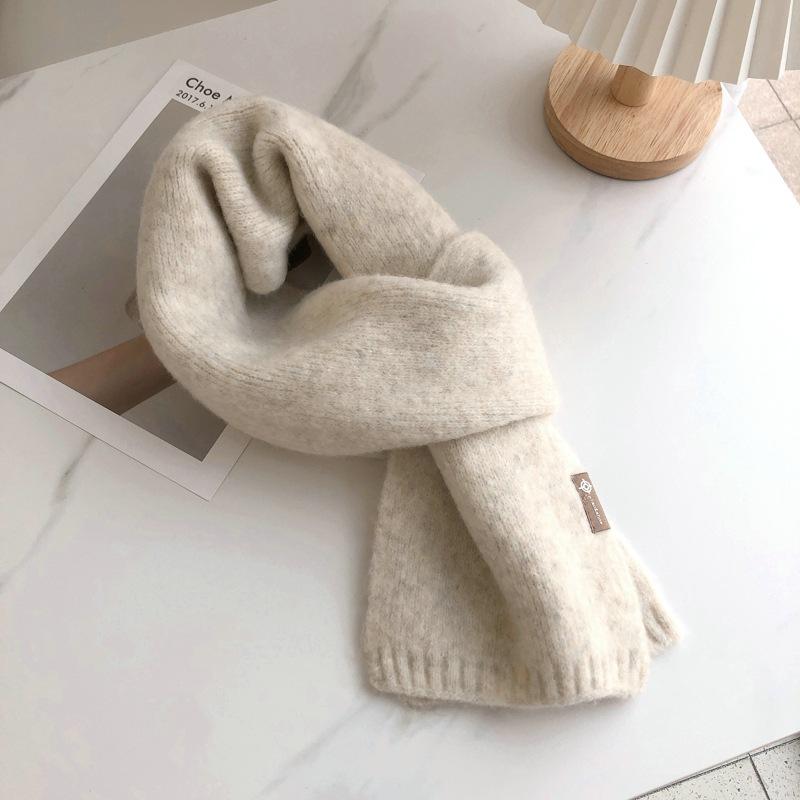 Eșarfă tricotată pentru femei, de culoare solidă, lână, toamnă, iarnă, eșarfe calde, design simplu, șal de cașmir moale îngroșat