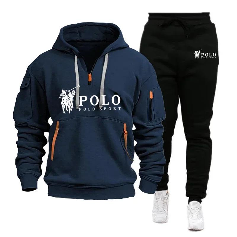 Completo da golf da uomo autunno e inverno + abbigliamento sportivo da esterno elegante e confortevole e set di pantaloni a due pezzi