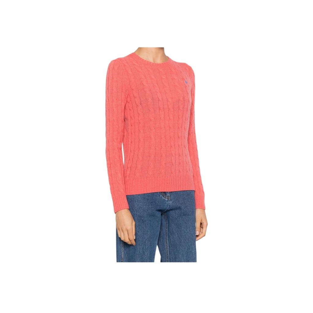 Polo Ralph Lauren Solid Logo Pattern Crew Neck Pullover Long Sleeve Sweater Women sweater Pink 211910421-024