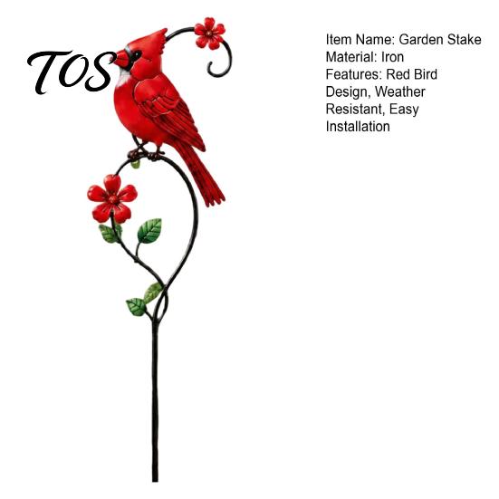 Decorative Yard Signs Red Bird Garden Stake, Metal Art Outdoor Flower And Ornament for Patio Lawn Pathway Memorial Site Decorations