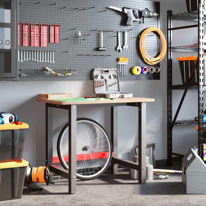 VidaXL Établi 100x60x81,5 cm bois massif de hêtre rectangulaire, table de travail, poste de travail, table de travail en 3309660