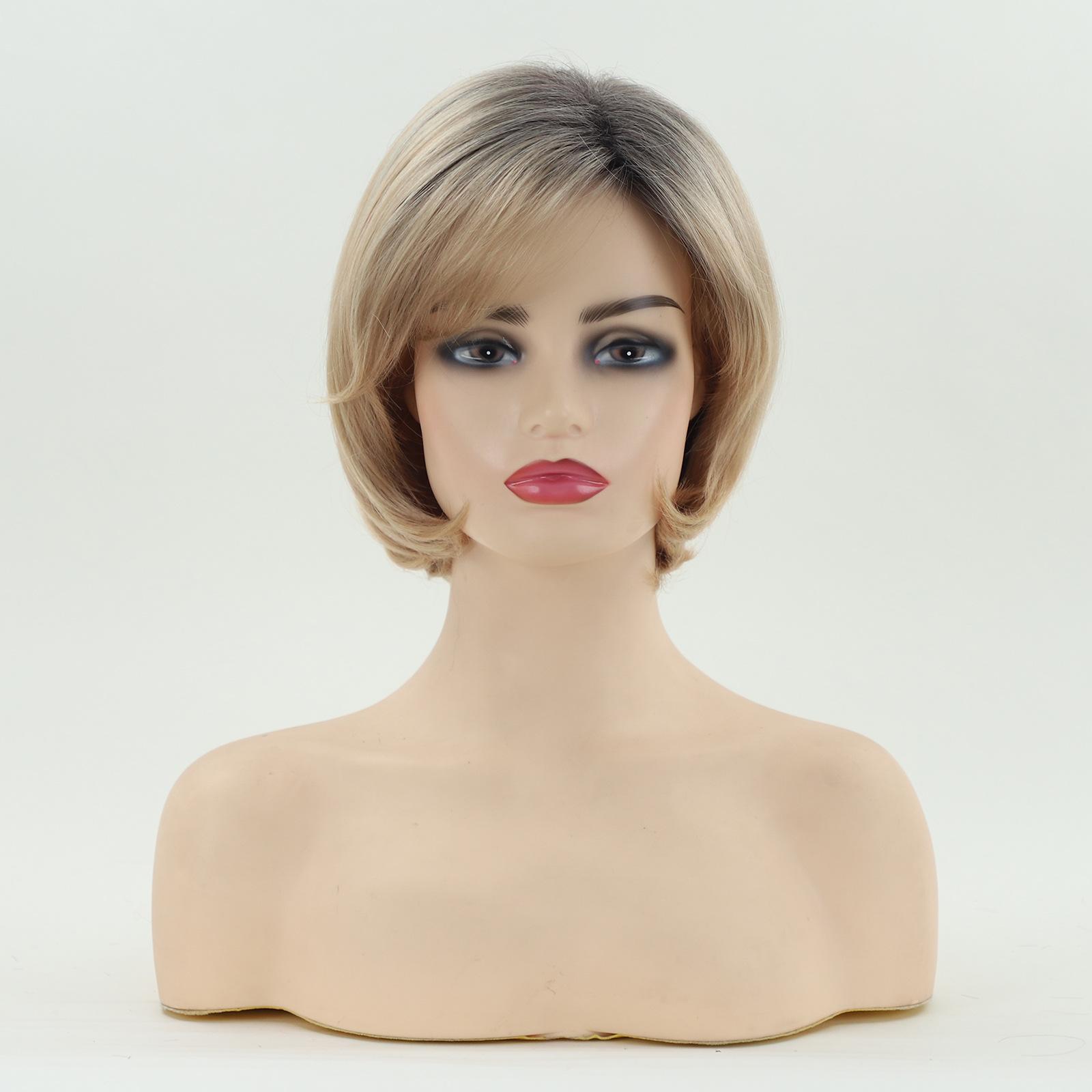 

Синтетические волосы, короткий многослойный парик с челкой, волнистый, блонд, коричневый, красный, розовый, белый, женский, повседневный, для вечеринок, косплея, термостойкое волокно золотисто-коричневый