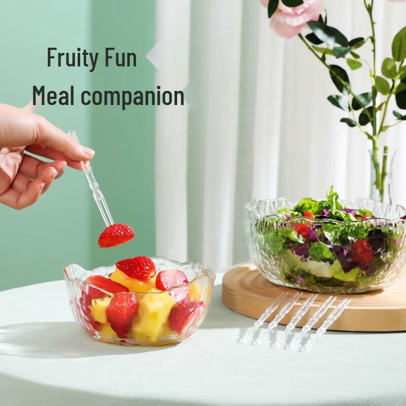 Meiliya Einweg-Obst- und Dessertgabeln aus lebensmittelechtem Kunststoff