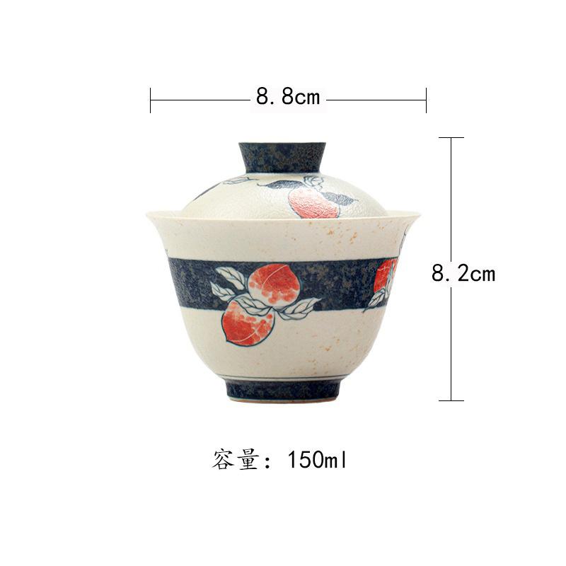 

150ml Hand-painted Peach Gaiwan Creative Tea Tureen Household Tea Bowl With Lid Kit Tea Maker Cover Bowl Tea Items Decoration