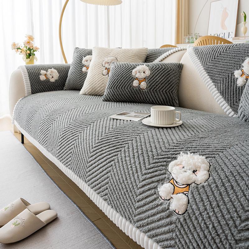 

Simple Thickened Sofa Cover Four Seasons Universal Non-slip Couch Cushion Wear-resistant Dustproof Living Room Decoration Mat 70x70cm-1pcs сірий