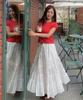 LEEJEE Shirred Long Tiered Skirt (Off-White)