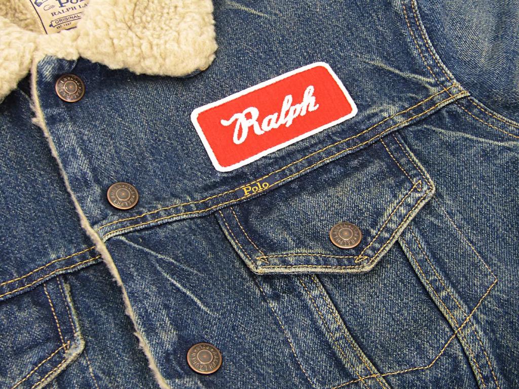 POLO RALPH LAUREN Denim Jacket with Patch and Fleece Size Blue Men's Detail, M, (Product Code 0101908)