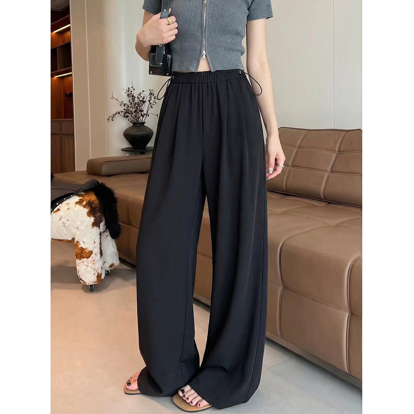 

Summer 2026 Maternity Wide Leg Pants - Comfortable, Casual, Slimming, Floor-Length Drawstring Style. L [105-125 lbs]