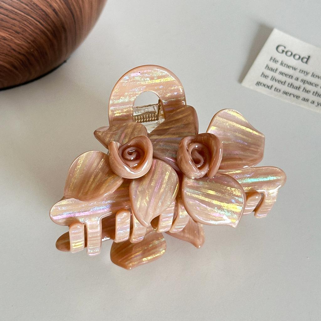 Trendy Hair Acetate Clip With Elegant Floral Design In Candy Colors For Stylish Women