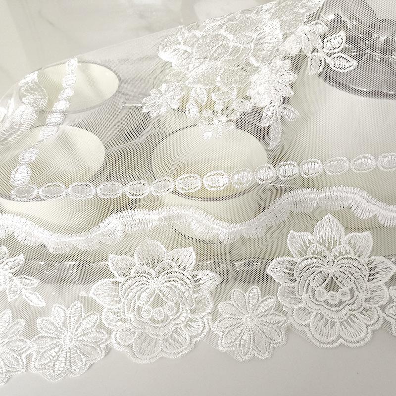 Round Square Lace Tablecloth Cover Towel Embroidered Flower Dustproof Transparent Mesh Yarn White Beautiful Lace Embroidery Pad Cover