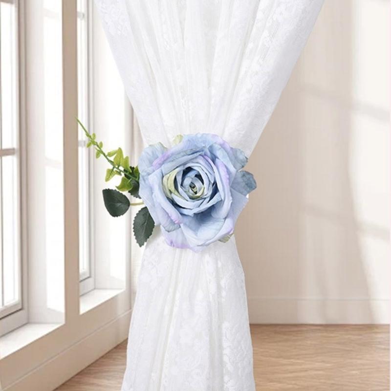 Rose Curtain Tieback Clip-on Flower Tie Backs Holder Voile Net Drape Accessories