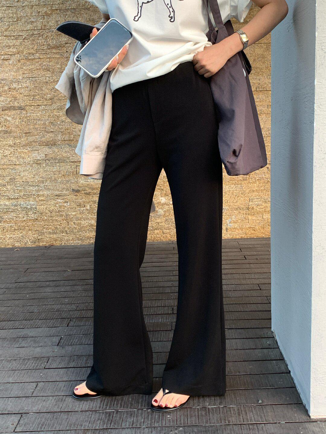 Limon Lemon Green Tea High-Waisted Wide-Leg Women s Casual Pants 2026 Spring Slimming Versatile Trousers Medium чёрный