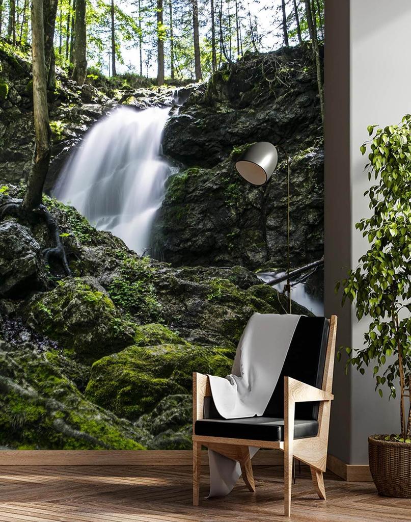 Wallpaper Waterfall In the Forest