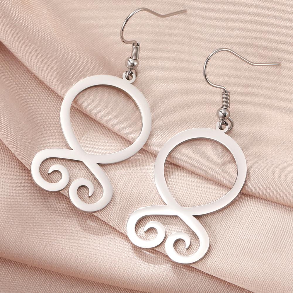 Dawapara Trollkors Troll Cross Dangle Earrings Scandinavian Protective Runes Norse Amulet Stainless Steel Jewelry