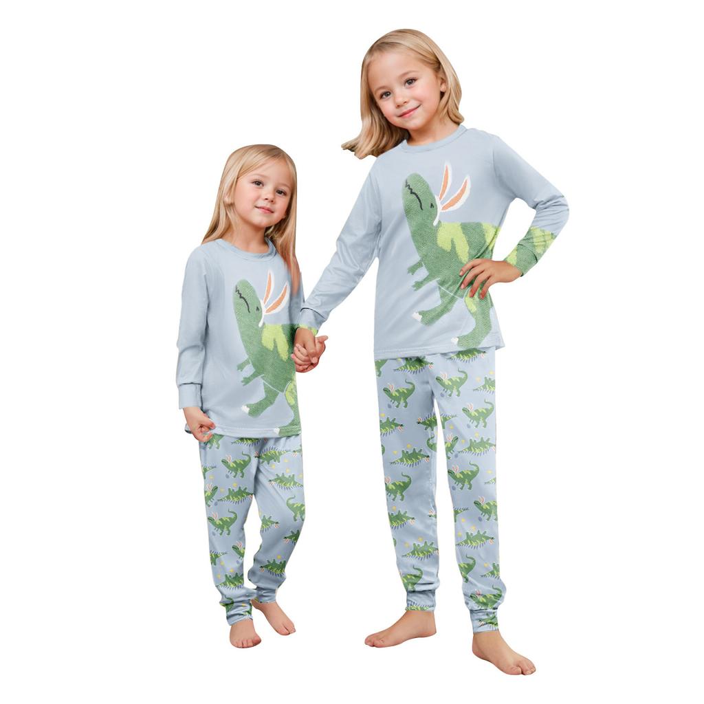 Print Cute Family Set Pajamas, Home Clothes, Family Set Long Sleeve Top Pants Set