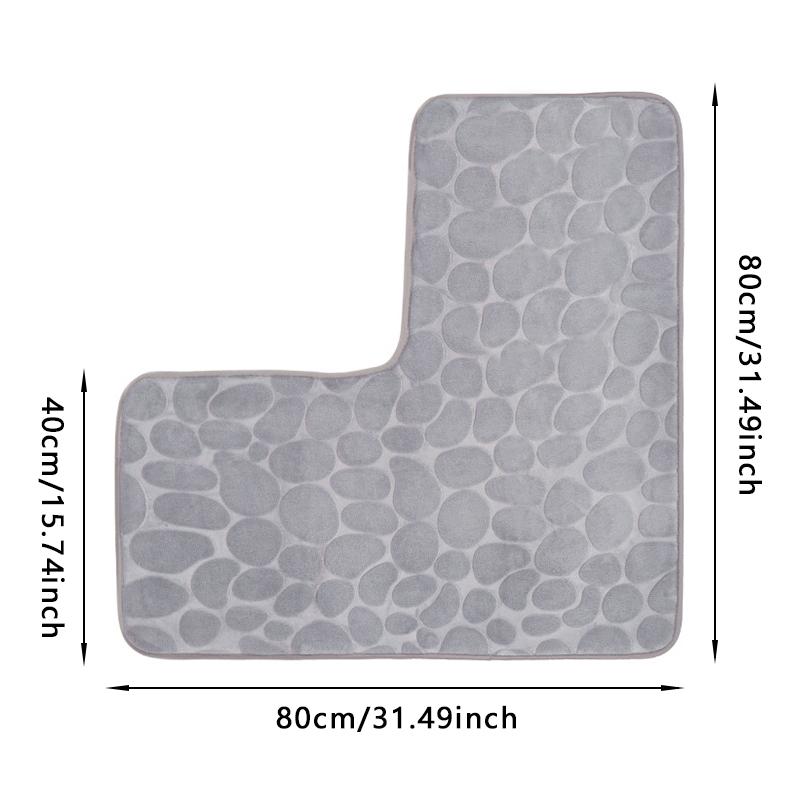 Bathroom Absorbent Foot Mat Shower Room L-Shaped Furry Flannel Bathroom Floor Mat Thick Nonslip Bathroom Mat Toilet Entrance Mat