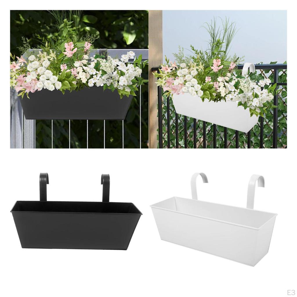 Hanging Flower Pot Iron Bucket Planter Holder Drainage Hole Plant with Metal Detachable