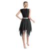 Womens Liturgical Dance Dress Metallic Shiny Cross Sequins Sleeveless Color Block Patchwork Irregular Hem Performance Gown