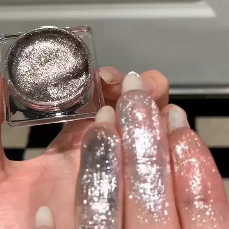 Glitter Punk Smoky Black Eyeshadow Gel Makeup Palette Metallic Dark Silver Wet Monochrome Eyes Shadow Highlighter Pearl Pigments Cosmetics