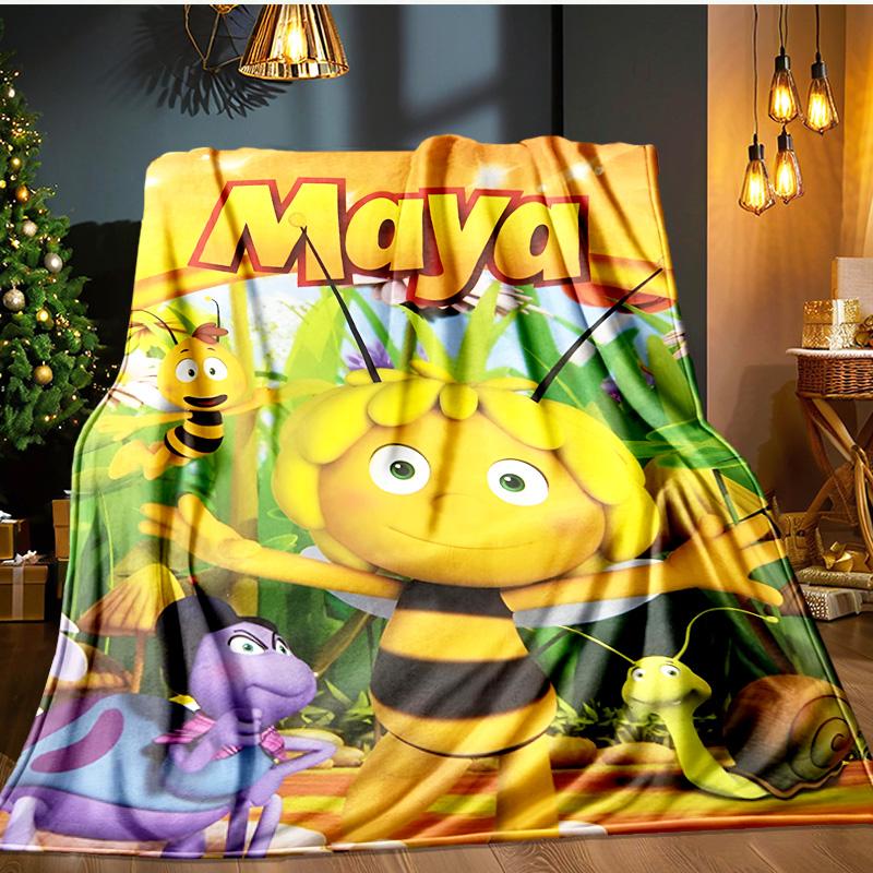 Bee Adventure Maya Blanket Flannel Throw for Sofa, Indoor, Camping, Living Room, Office, Chair, And Bed Soft Birthday Gift