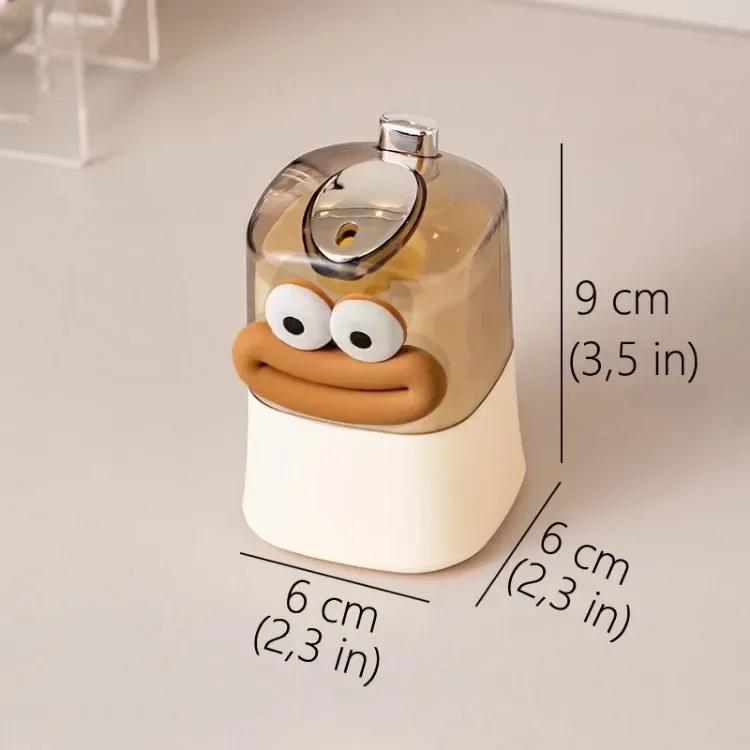 Automatischer Pop-Up Zahnstocherspender mit Cartoon-Gesicht Niedliches Design Durchscheinend Beige Drucktyp Aufbewahrungsbox für Küche Badezimmer
